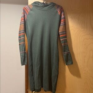 Krimson Klover Forest Green Dress with Patterned Sleeves